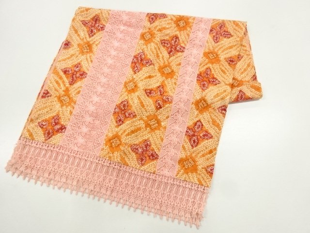 絞りレース縞に花模様ショール